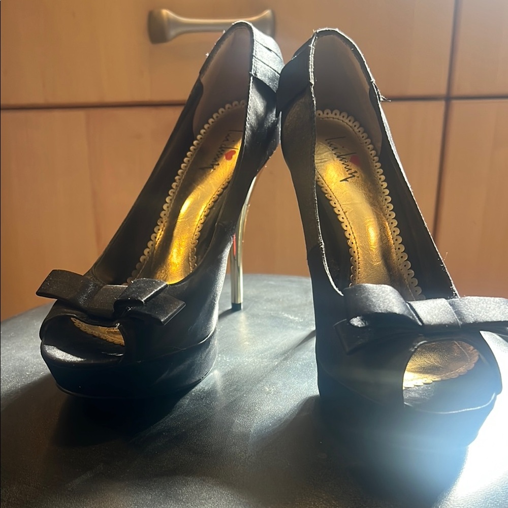 Elegant Black Peep-Toe Heels